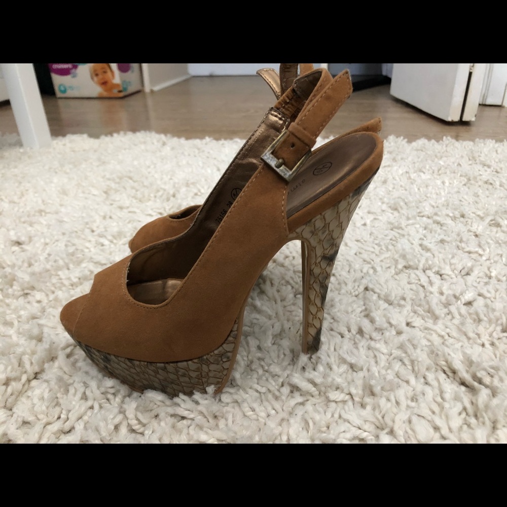 Peep toe sling back platform heels